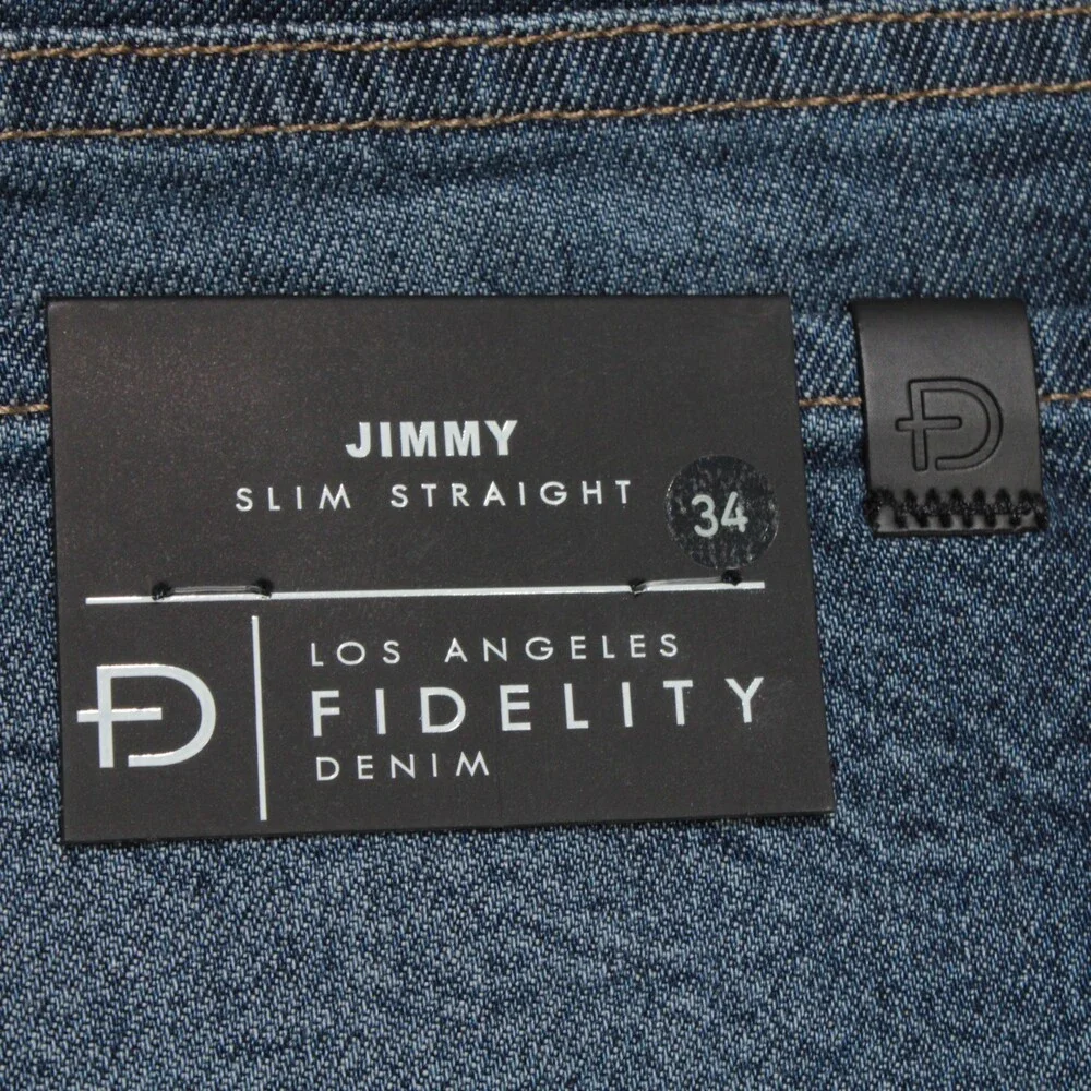 Fidelity NWT Jimmy Slim Straight 5 Pocket Jeans Size 34 US in Blue Cotton Blend